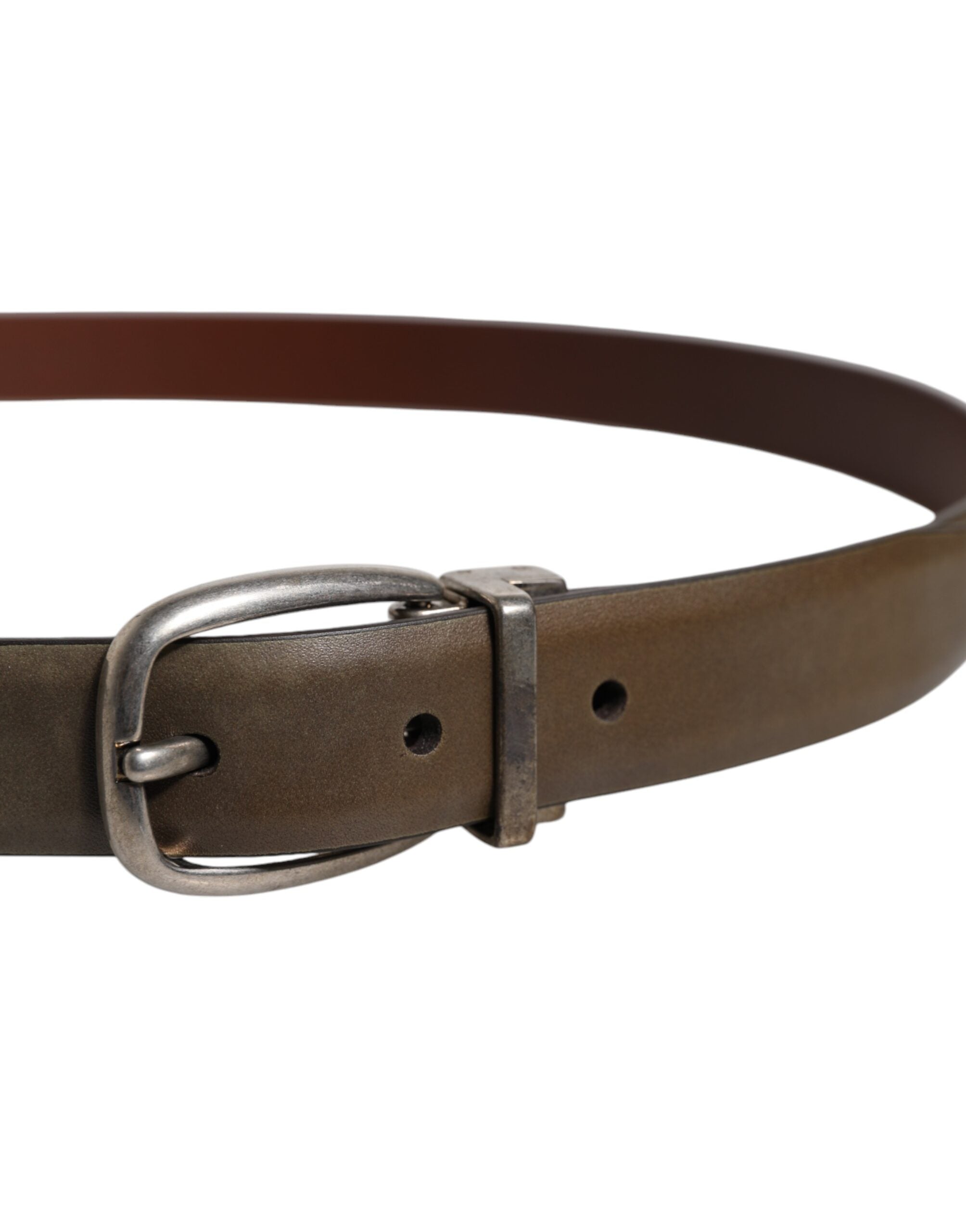 Dolce &amp; Gabbana Brown Leather Classic Metal Logo Buckle Belt