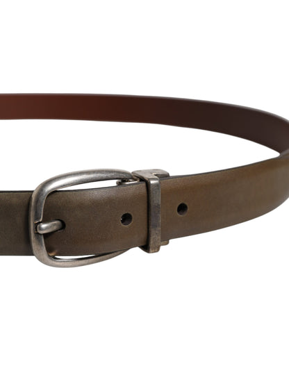 Dolce &amp; Gabbana Brown Leather Classic Metal Logo Buckle Belt