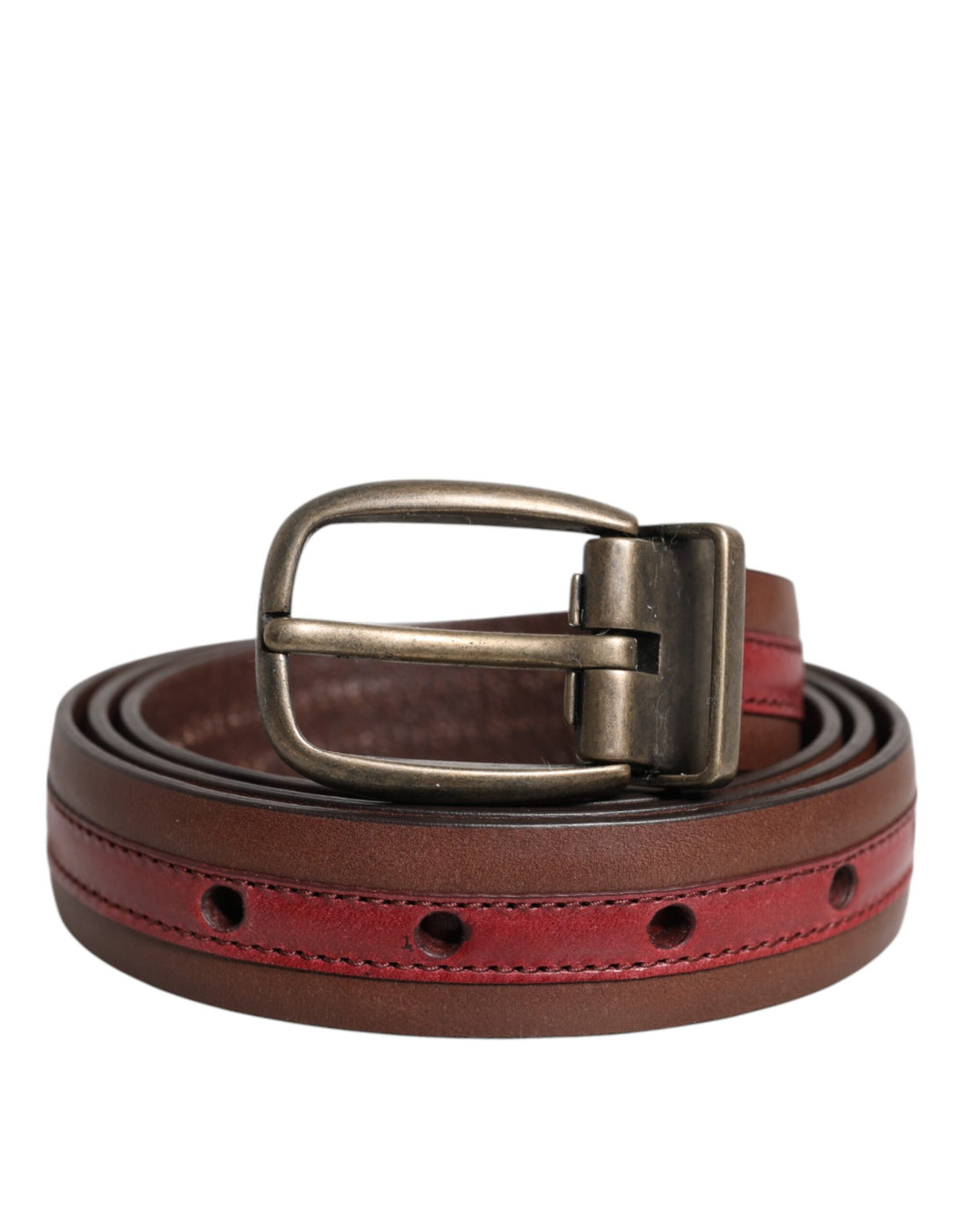 Dolce &amp; Gabbana Burgundy Leather Metal Logo Buckle Belt