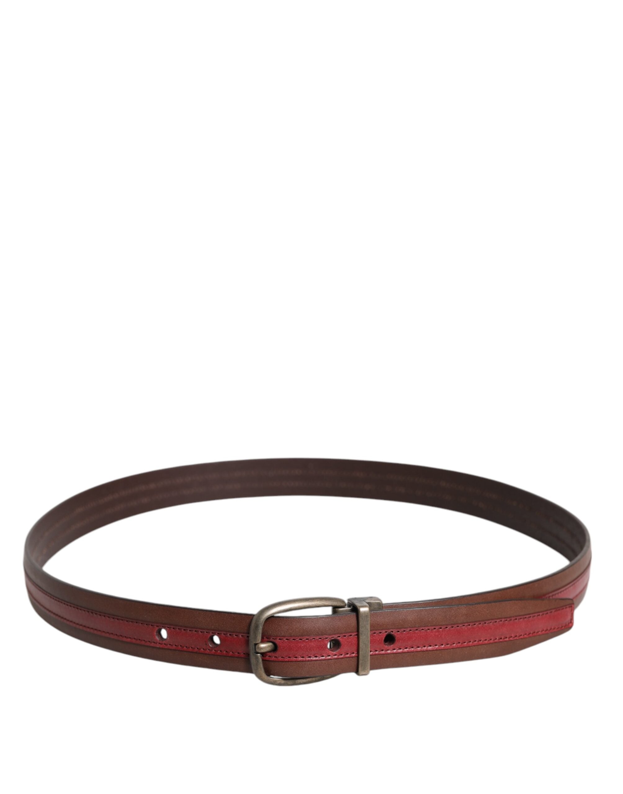 Dolce &amp; Gabbana Burgundy Leather Metal Logo Buckle Belt