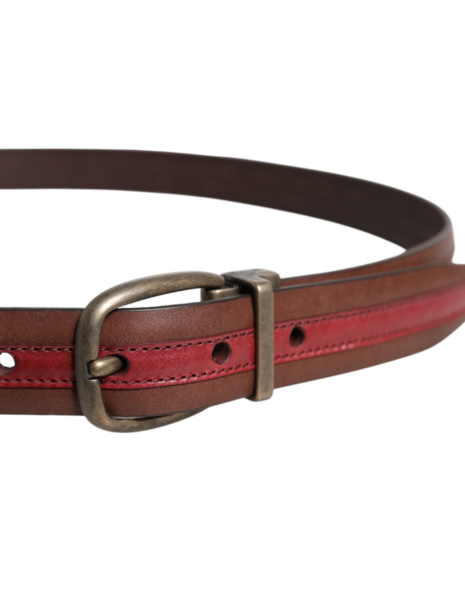 Dolce &amp; Gabbana Burgundy Leather Metal Logo Buckle Belt