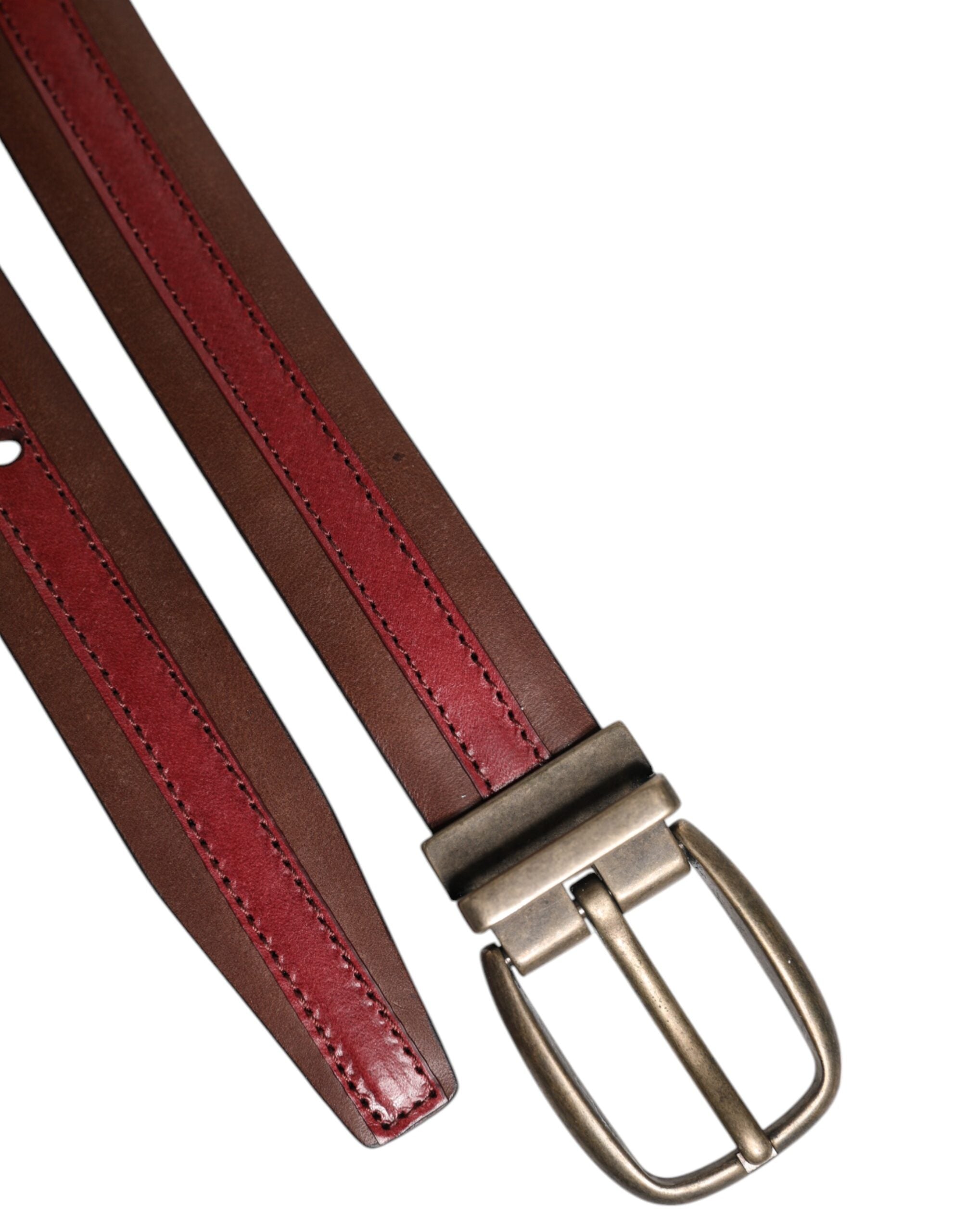Dolce &amp; Gabbana Burgundy Leather Metal Logo Buckle Belt