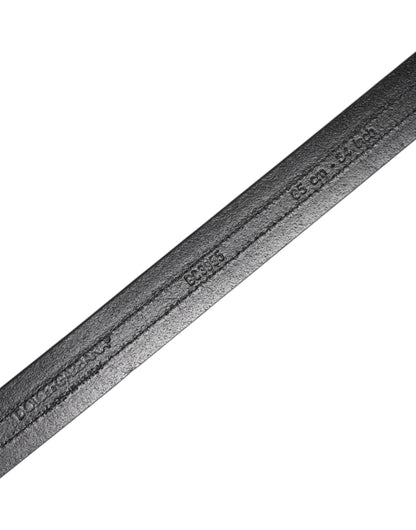 Dolce &amp; Gabbana Black Burgundy Calfskin Metal Logo Buckle Belt