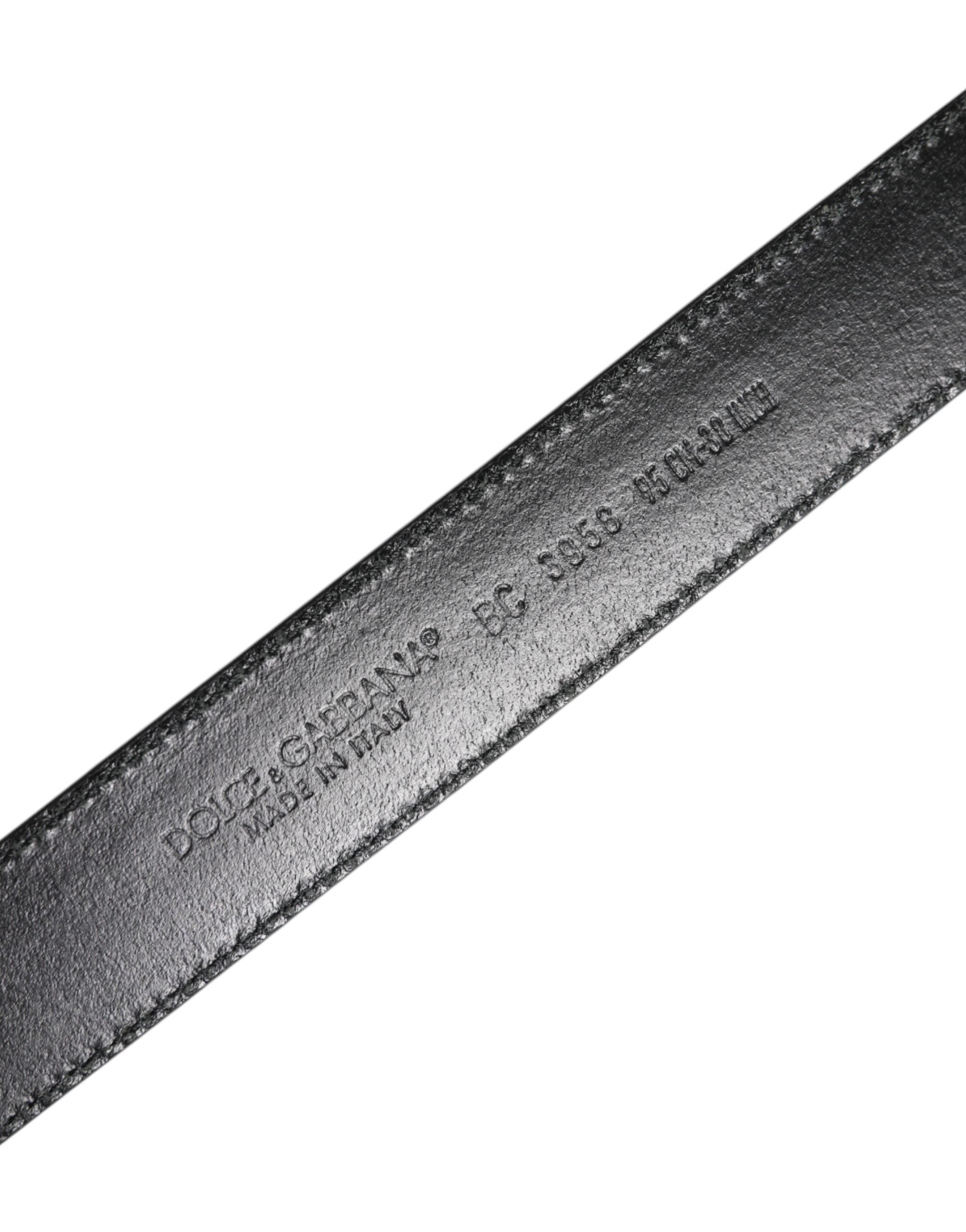 Dolce &amp; Gabbana Black Brown Leather Classic Metal Buckle Belt