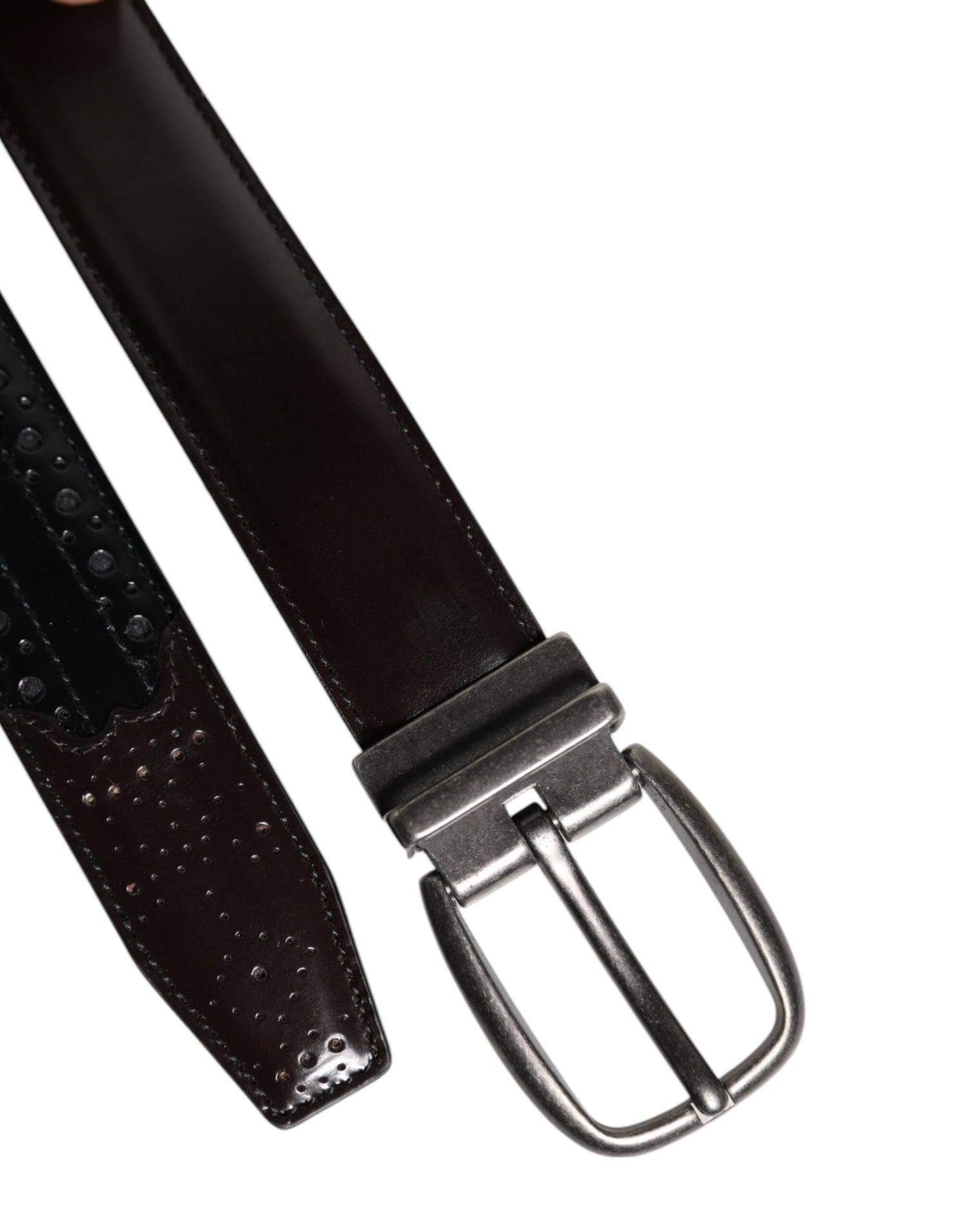 Dolce &amp; Gabbana Black Brown Leather Classic Metal Buckle Belt