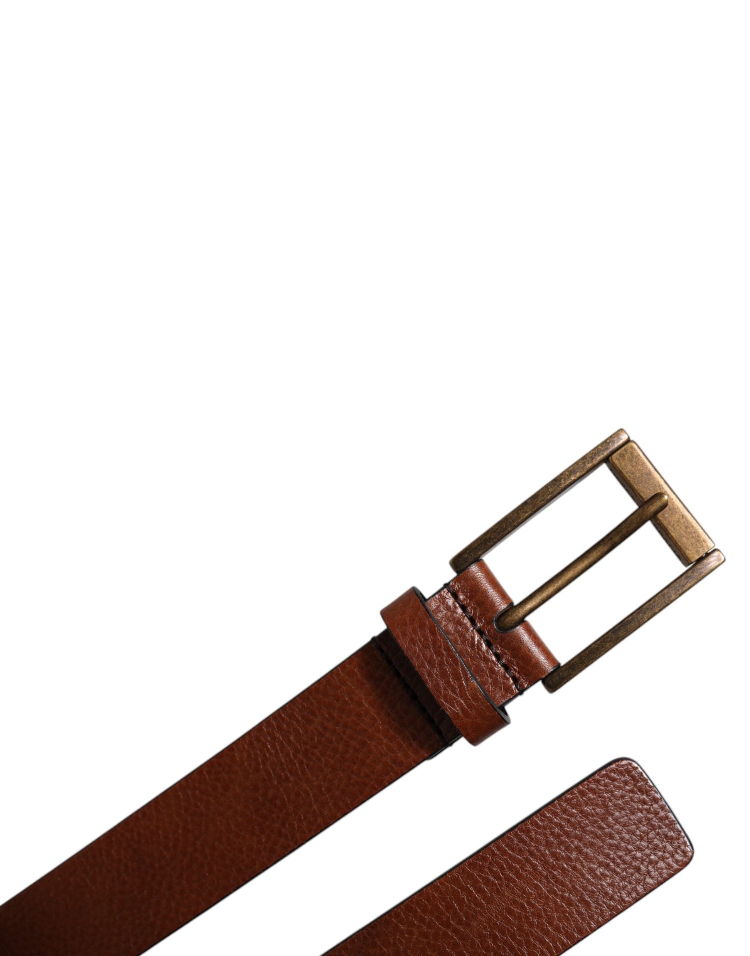 Dolce &amp; Gabbana Brown Calf Leather Classic Metal Buckle Belt