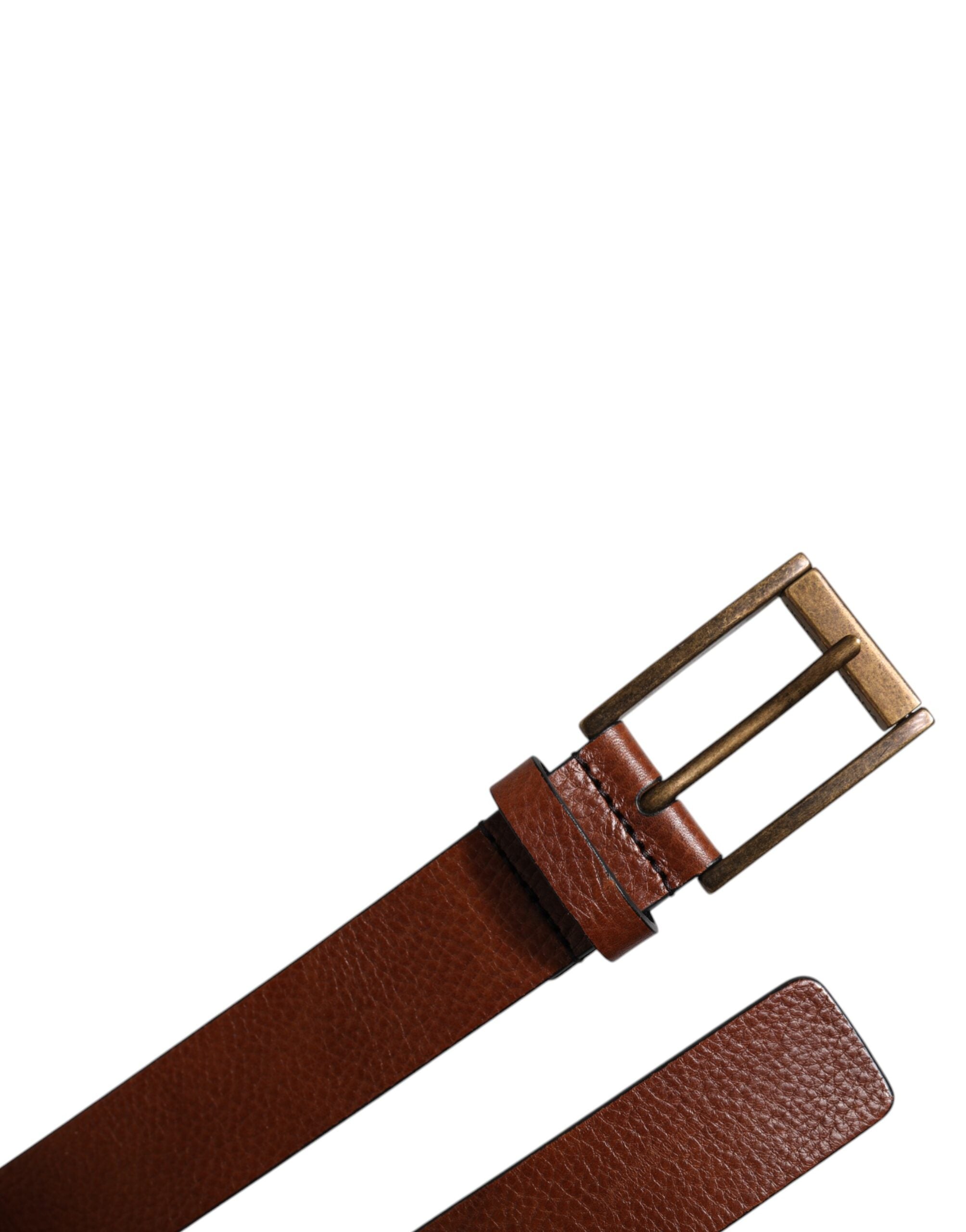 Dolce &amp; Gabbana Brown Calf Leather Classic Metal Buckle Belt