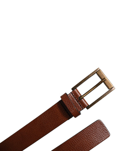 Dolce &amp; Gabbana Brown Calf Leather Classic Metal Buckle Belt