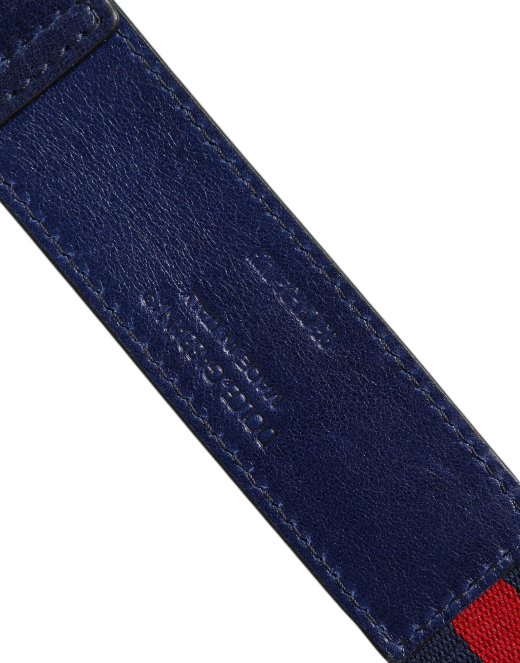 Dolce &amp; Gabbana Blue Cotton Leather Printed Metal Buckle Belt