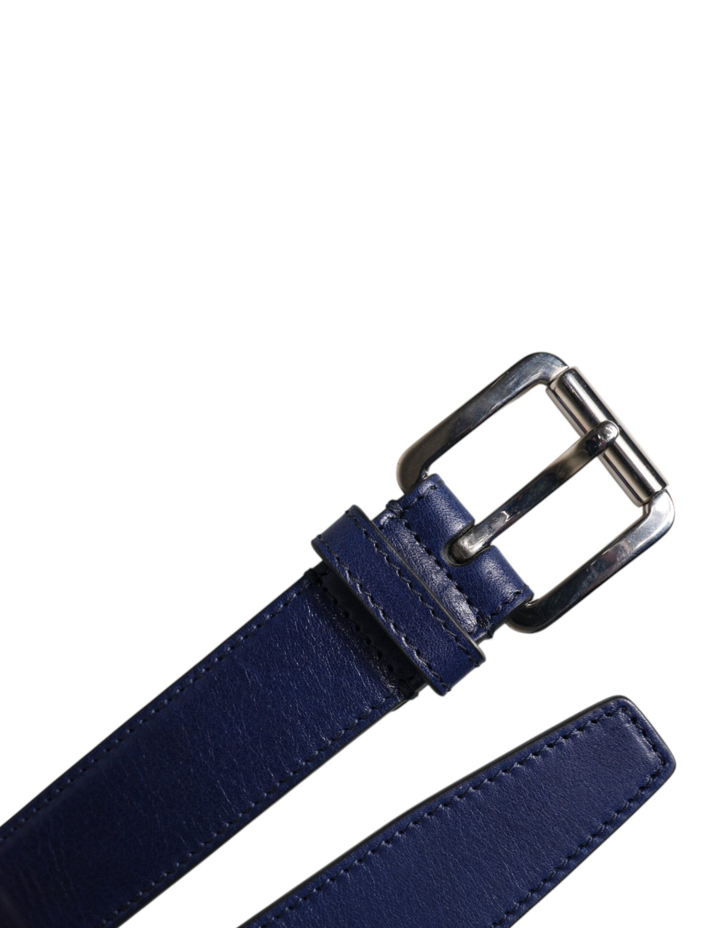 Dolce &amp; Gabbana Blue Cotton Leather Printed Metal Buckle Belt