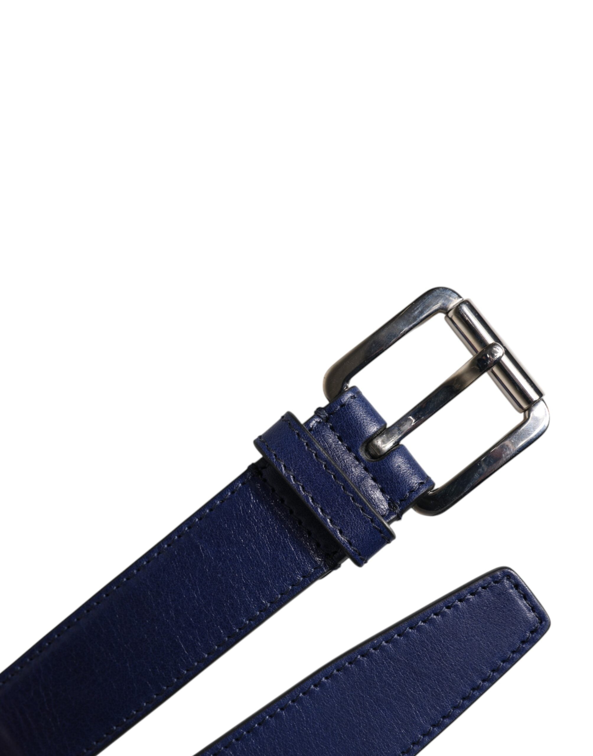 Dolce &amp; Gabbana Blue Cotton Leather Printed Metal Buckle Belt