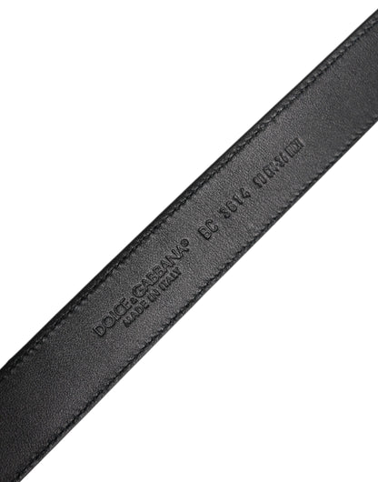Dolce &amp; Gabbana Black Calf Leather Classic Metal Buckle Belt