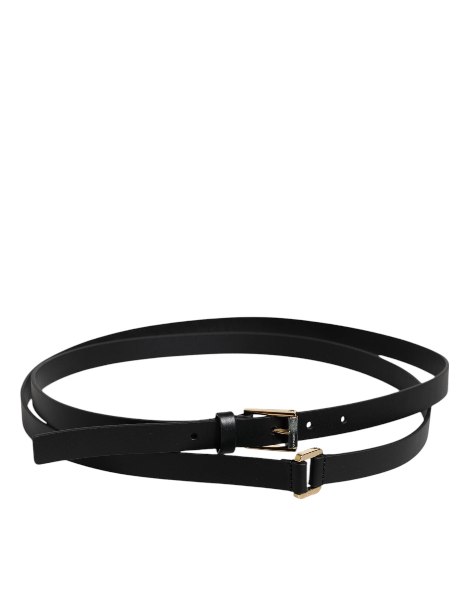 Dolce &amp; Gabbana Black Calfskin Classic Metal Logo Buckle Belt