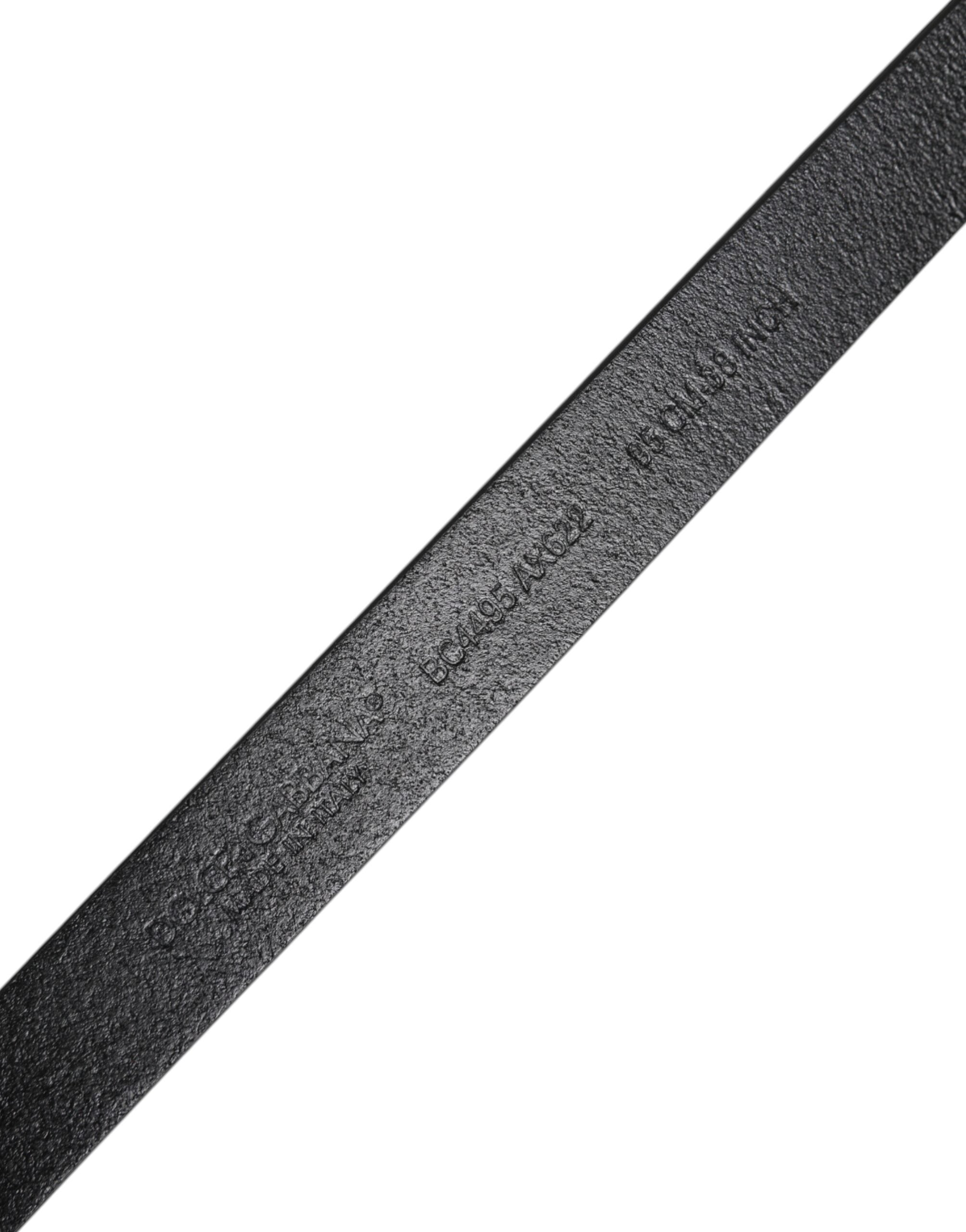 Dolce &amp; Gabbana Black Calfskin Classic Metal Logo Buckle Belt