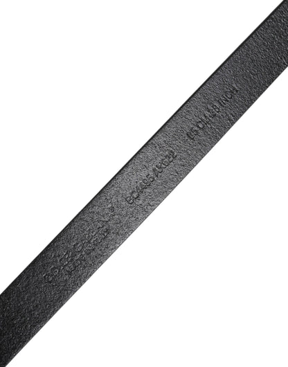 Dolce &amp; Gabbana Black Calfskin Classic Metal Logo Buckle Belt
