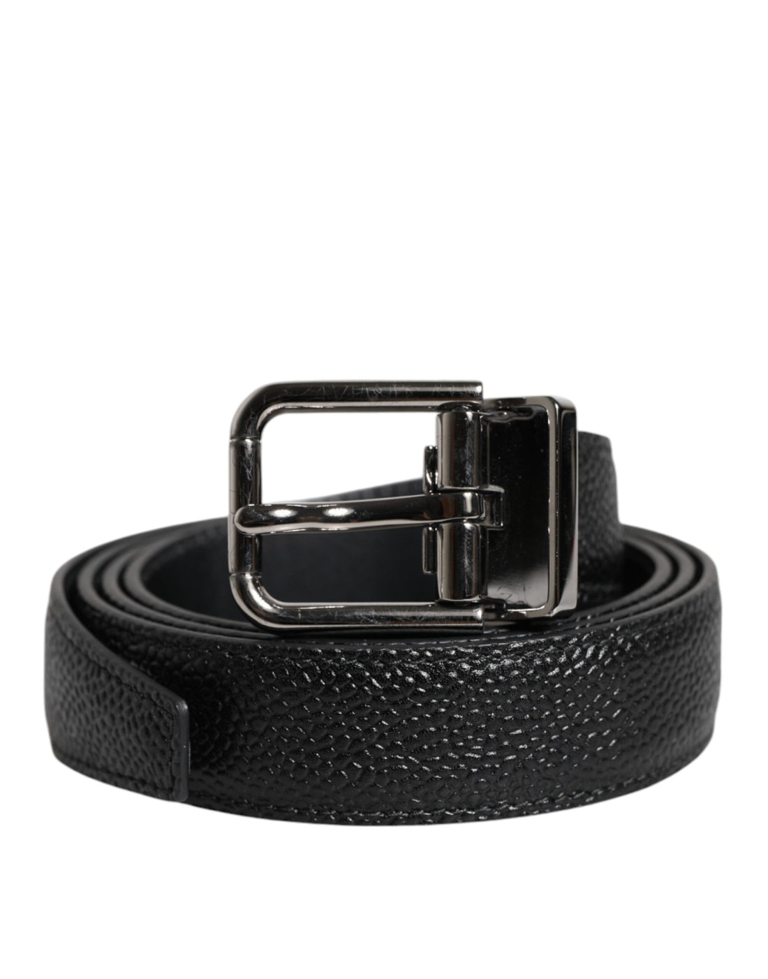 Dolce &amp; Gabbana Black Calf Leather Classic Metal Buckle Belt