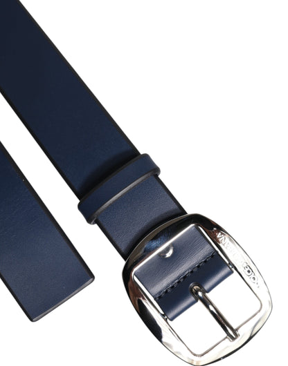 Dolce &amp; Gabbana Blue Calf Leather Classic Metal Buckle Belt