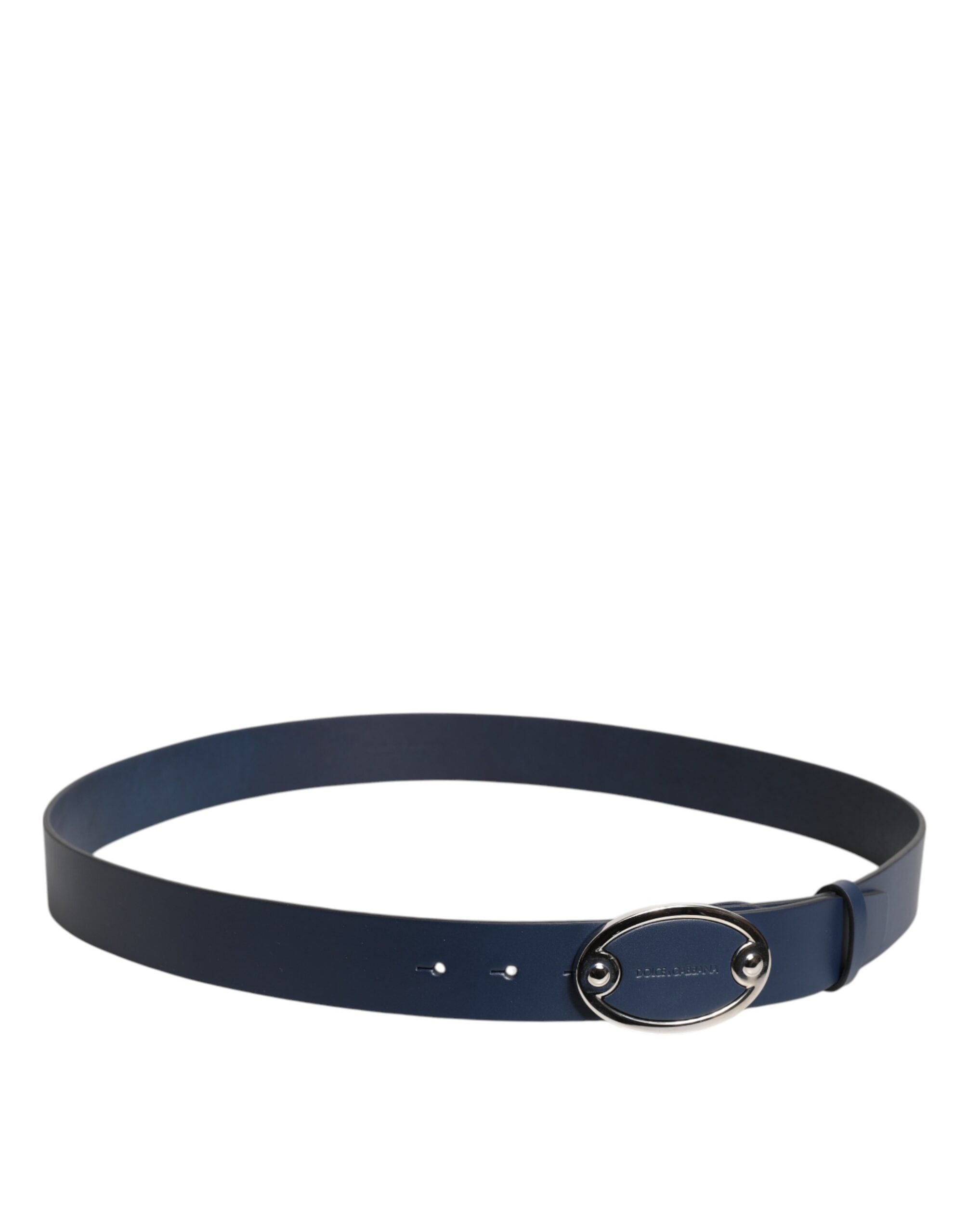 Dolce &amp; Gabbana Blue Leather Classic Metal Logo Buckle Belt