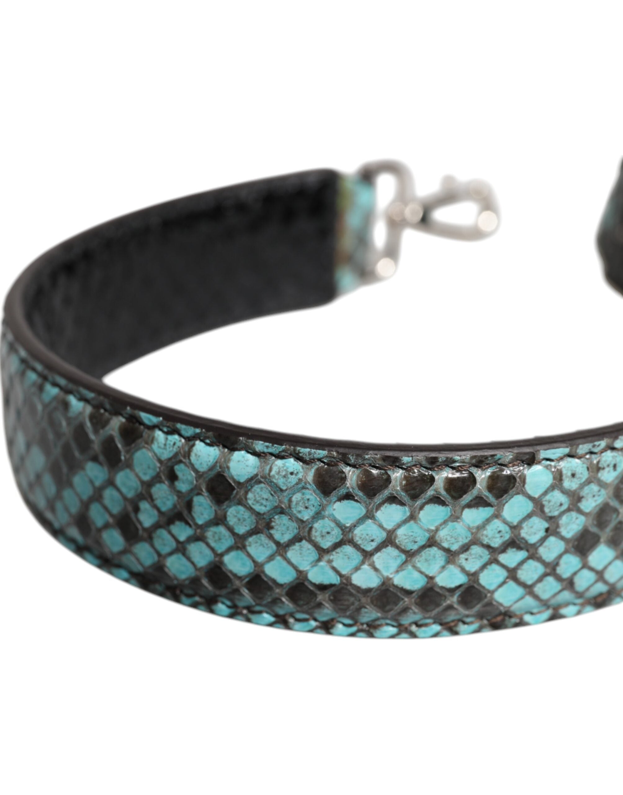 Dolce &amp; Gabbana Black Blue Exotic Leather Bag Shoulder Strap