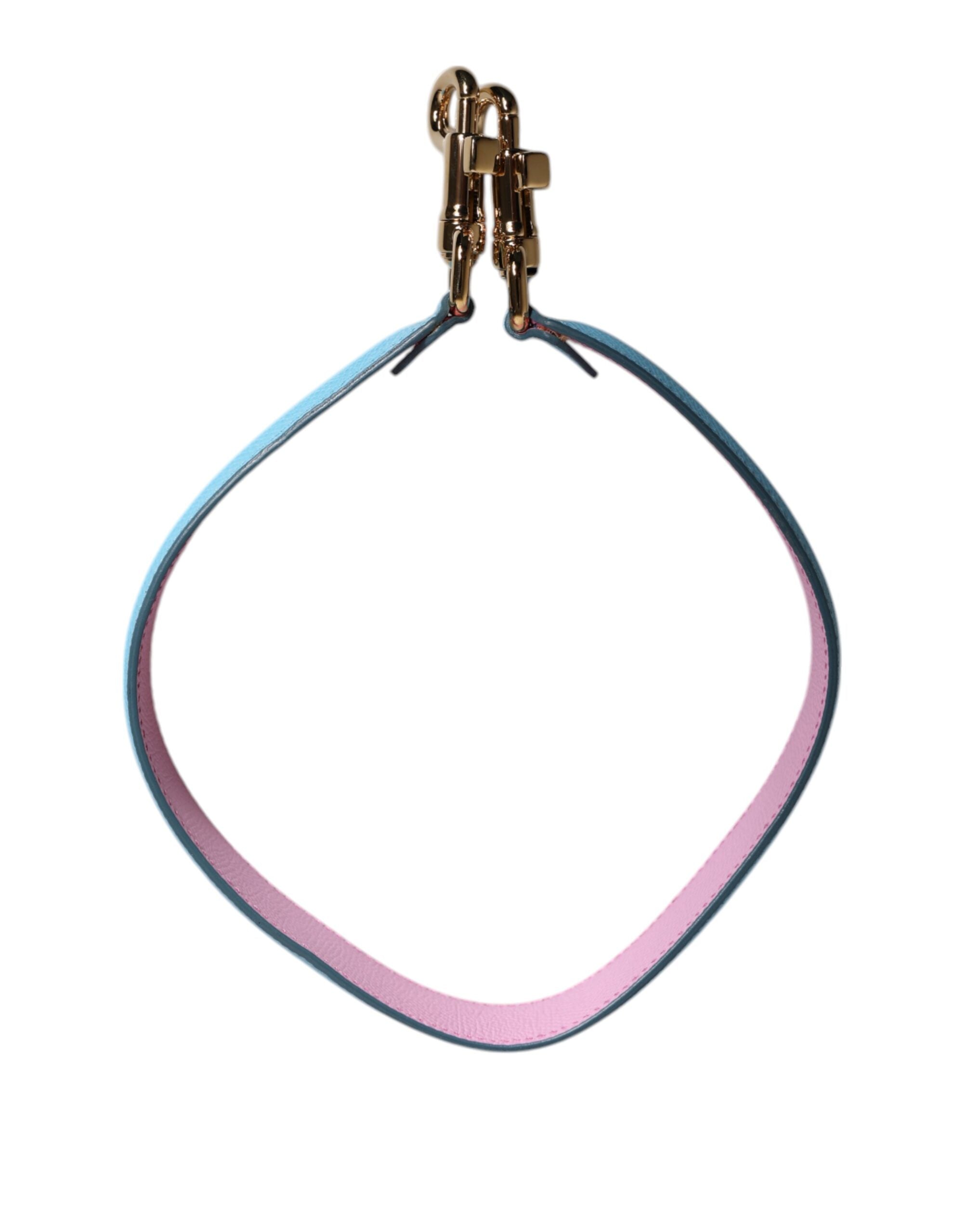 Dolce &amp; Gabbana Pink Blue Leather Handle Bag Shoulder Strap