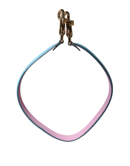Dolce &amp; Gabbana Pink Blue Leather Handle Bag Shoulder Strap