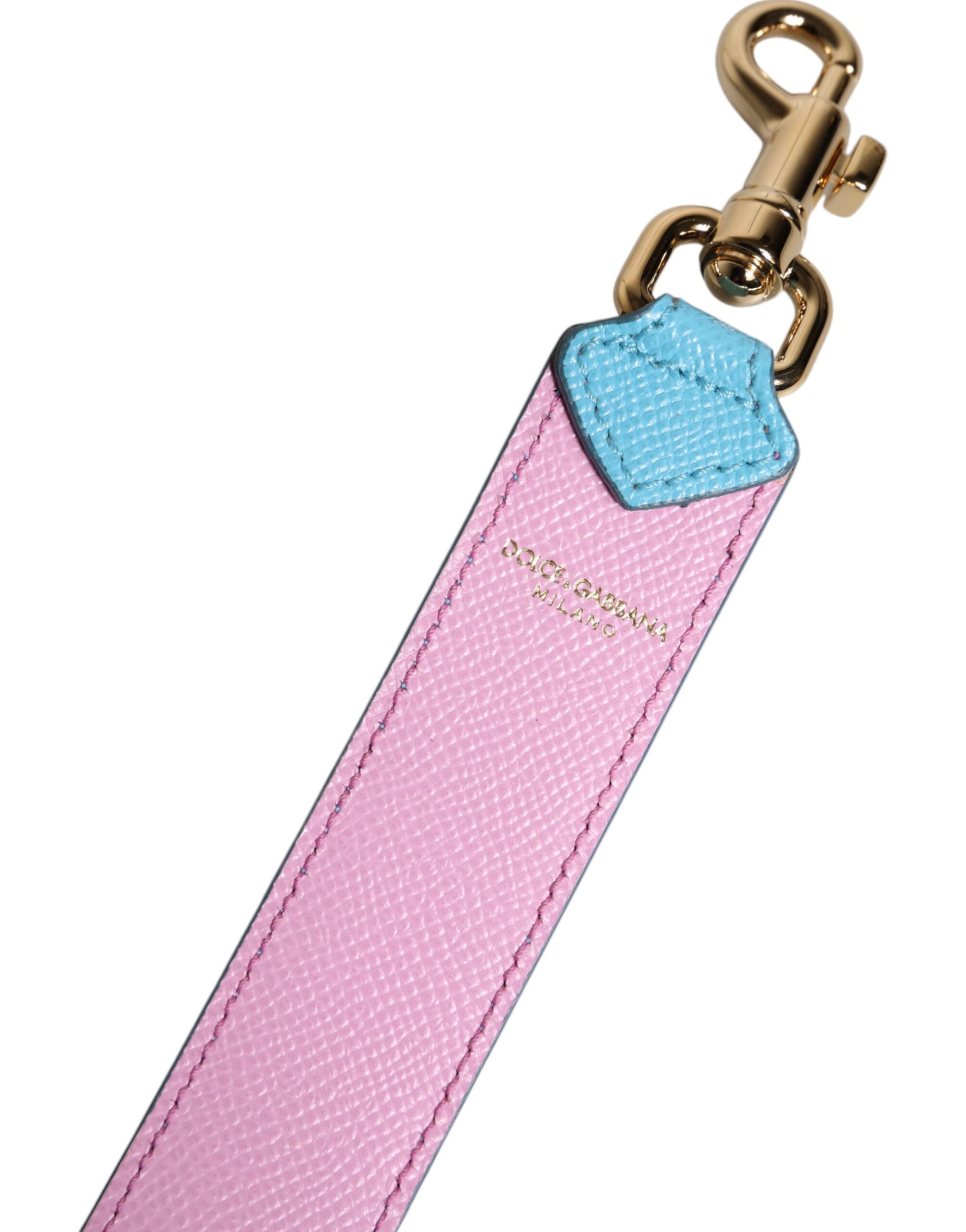 Dolce &amp; Gabbana Pink Blue Leather Handle Bag Shoulder Strap