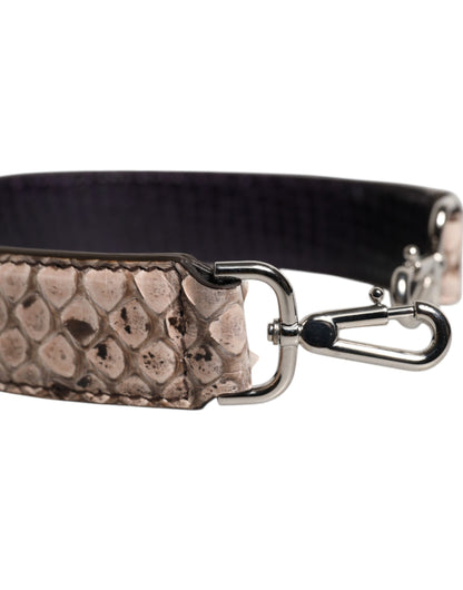 Dolce &amp; Gabbana Black Cream Exotic Leather Bag Shoulder Strap