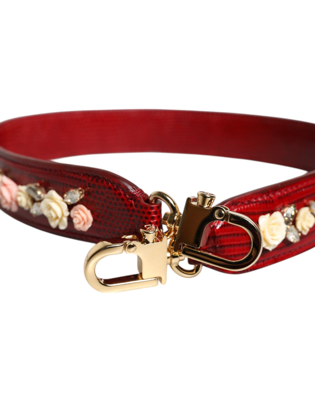 Dolce &amp;amp; Gabbana Röd Läderväska Med Blommig Utsmyckning Axelrem