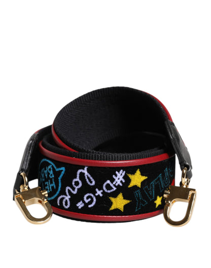 Dolce &amp; Gabbana Black Cotton Printed Bag Shoulder Strap