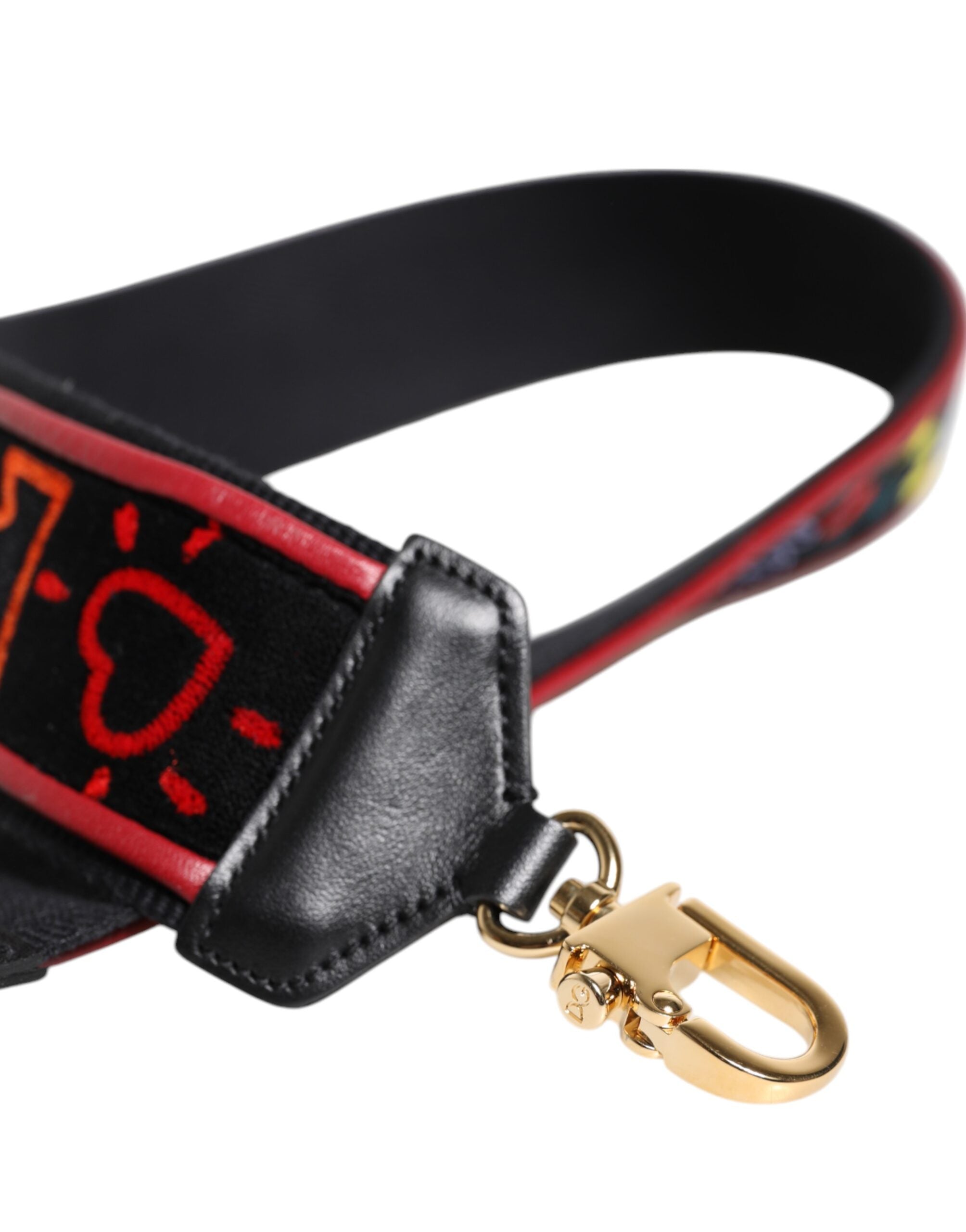 Dolce &amp; Gabbana Black Cotton Printed Bag Shoulder Strap