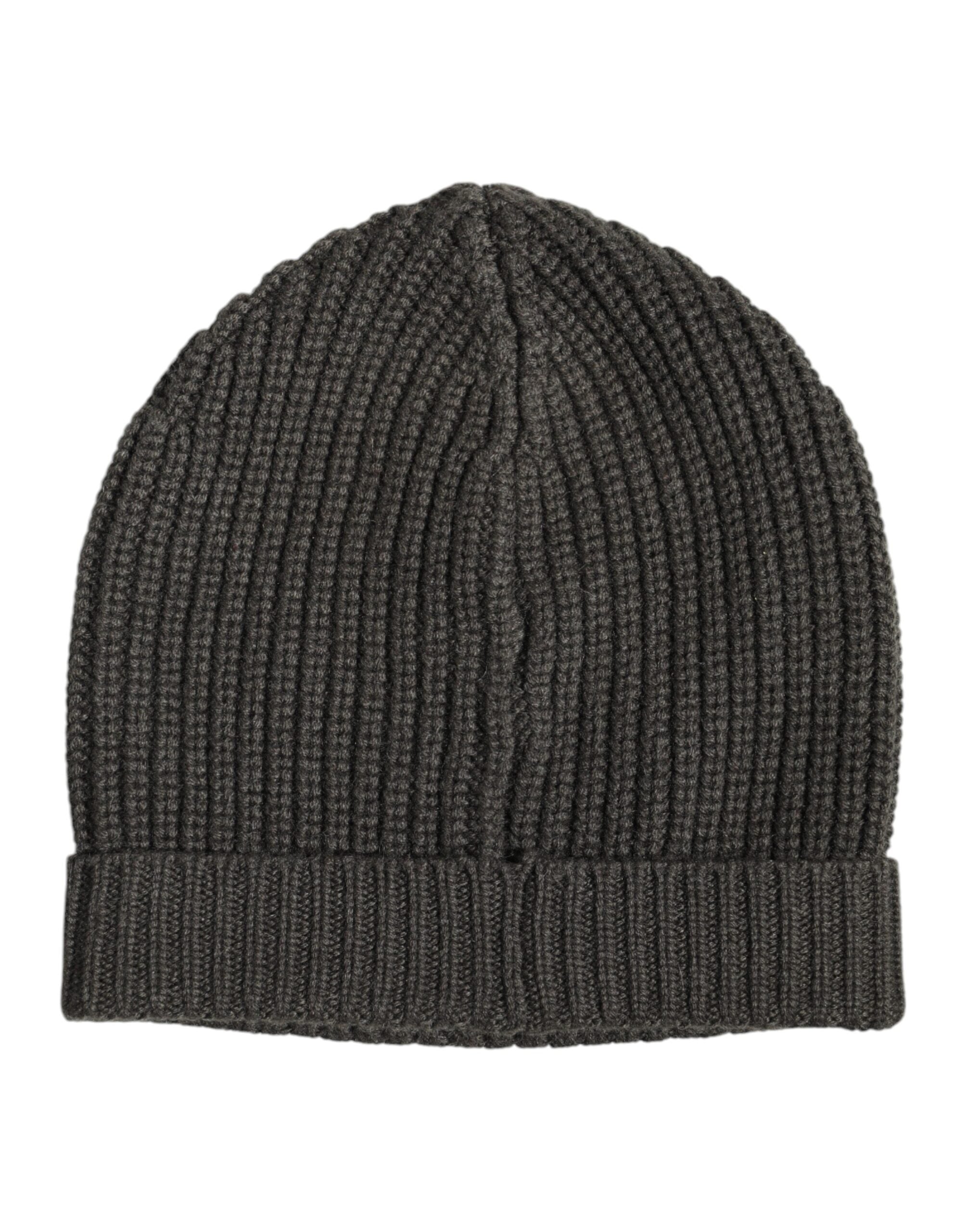 Dolce &amp; Gabbana Dark Gray Cashmere Knit Winter Beanie Hat