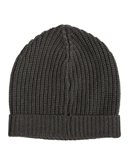 Dolce &amp; Gabbana Dark Gray Cashmere Knit Winter Beanie Hat