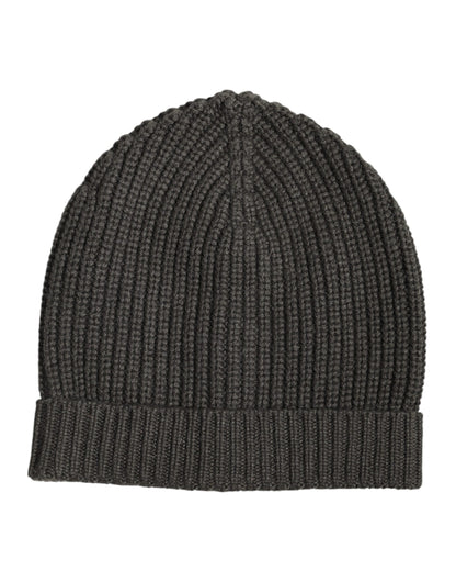 Dolce &amp; Gabbana Dark Gray Cashmere Knit Winter Beanie Hat