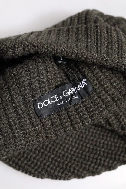 Dolce &amp; Gabbana Dark Gray Cashmere Knit Winter Beanie Hat