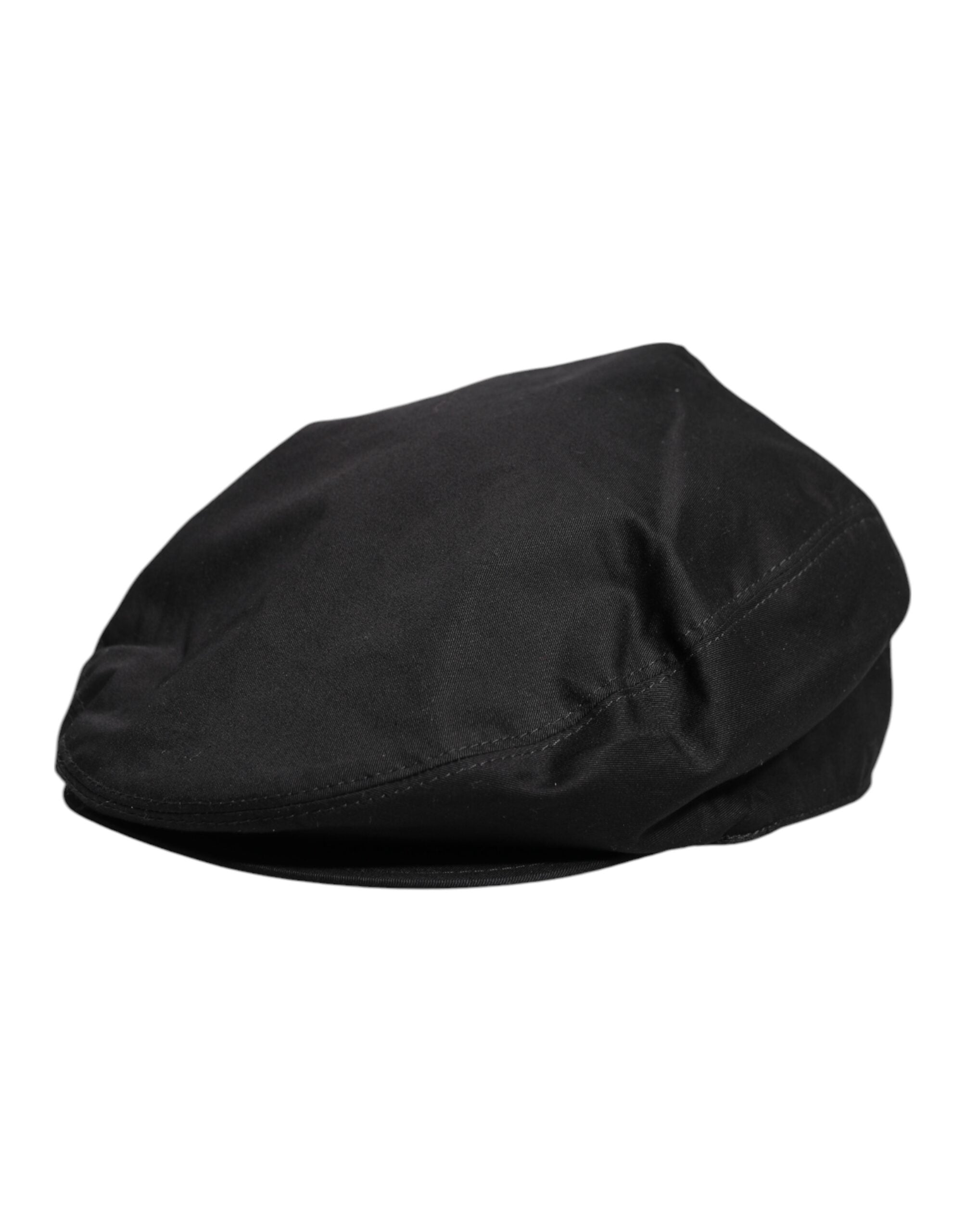 Dolce &amp; Gabbana Black Cotton Newsboy Capello Cabbie Hat