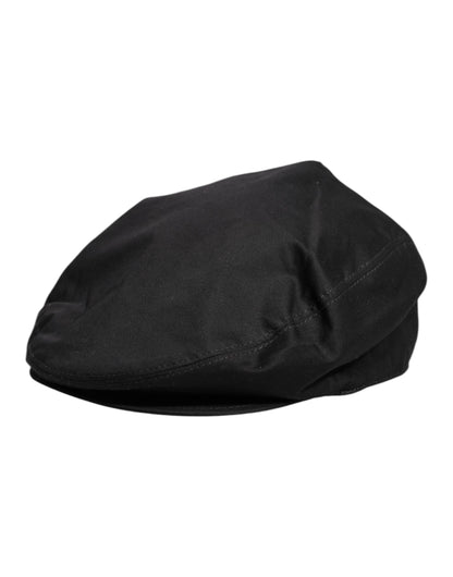 Dolce &amp; Gabbana Black Cotton Newsboy Capello Cabbie Hat