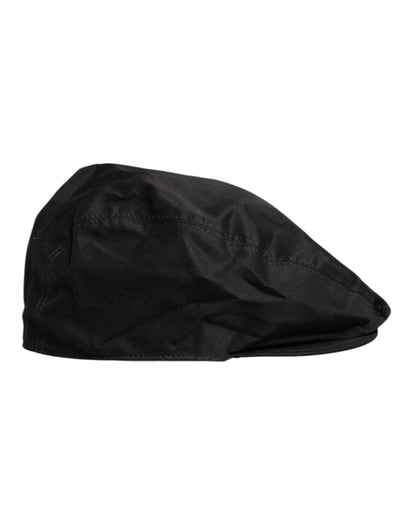 Dolce &amp; Gabbana Black Cotton Newsboy Capello Cabbie Hat