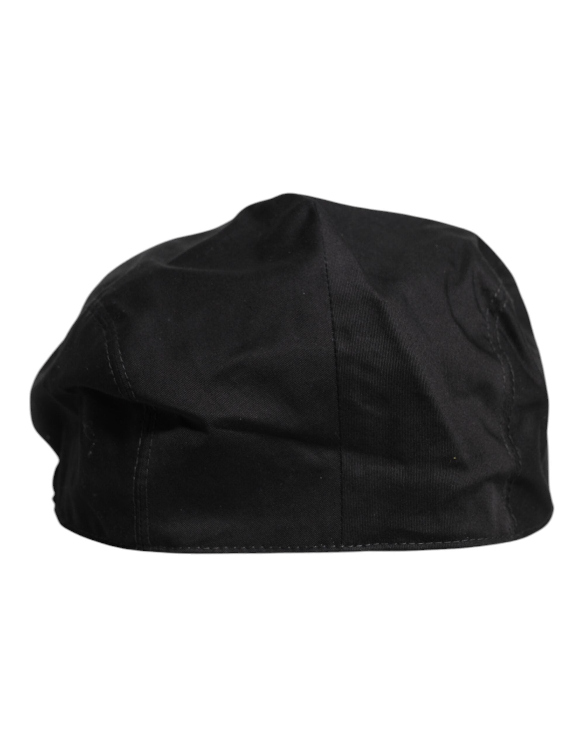 Dolce &amp; Gabbana Black Cotton Newsboy Capello Cabbie Hat