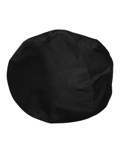 Dolce &amp; Gabbana Black Cotton Newsboy Capello Cabbie Hat
