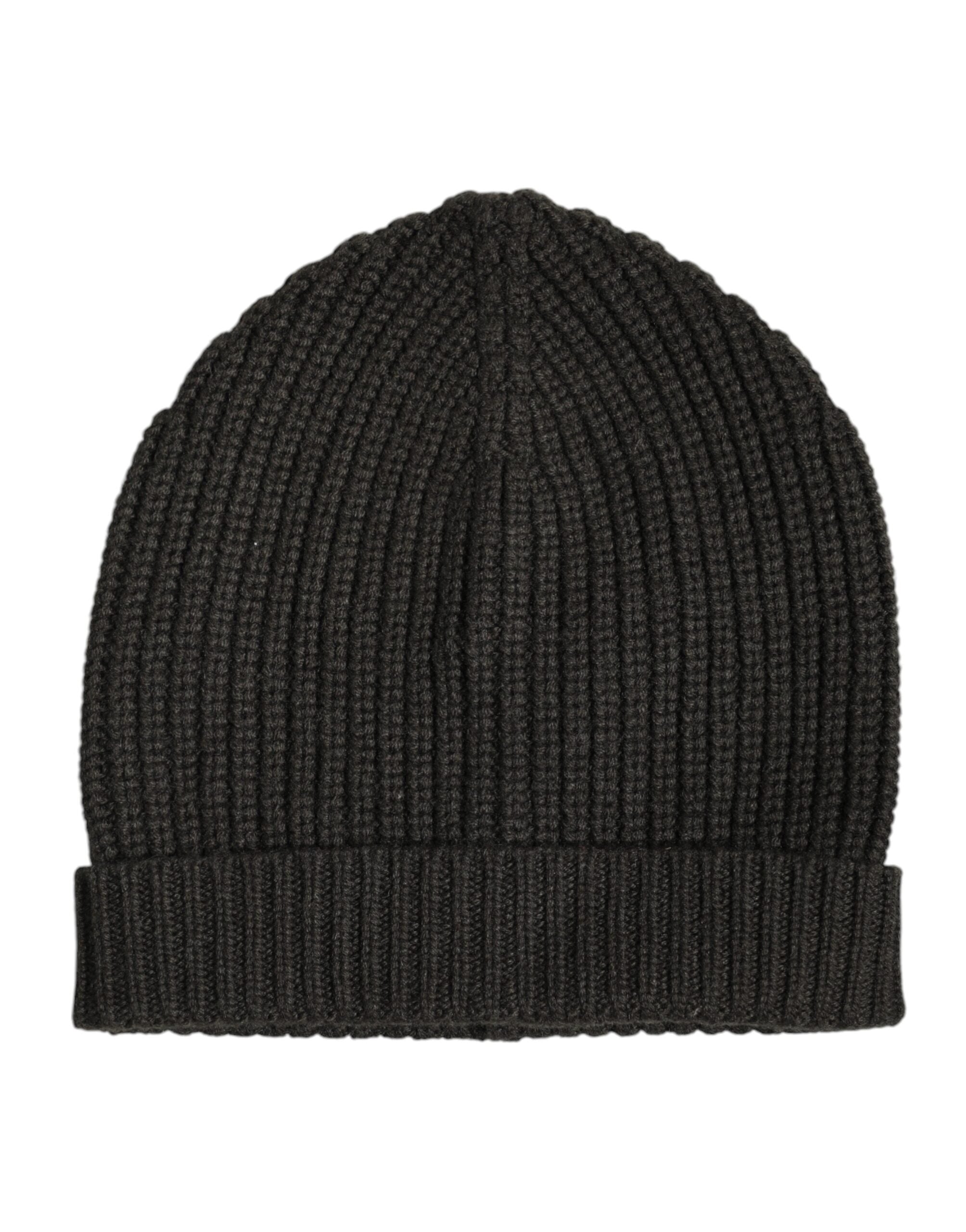 Dolce &amp; Gabbana Dark Gray Cashmere Knit Winter Beanie Hat