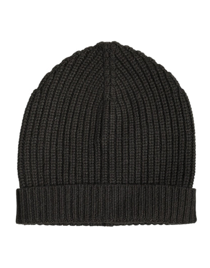 Dolce &amp; Gabbana Dark Gray Cashmere Knit Winter Beanie Hat