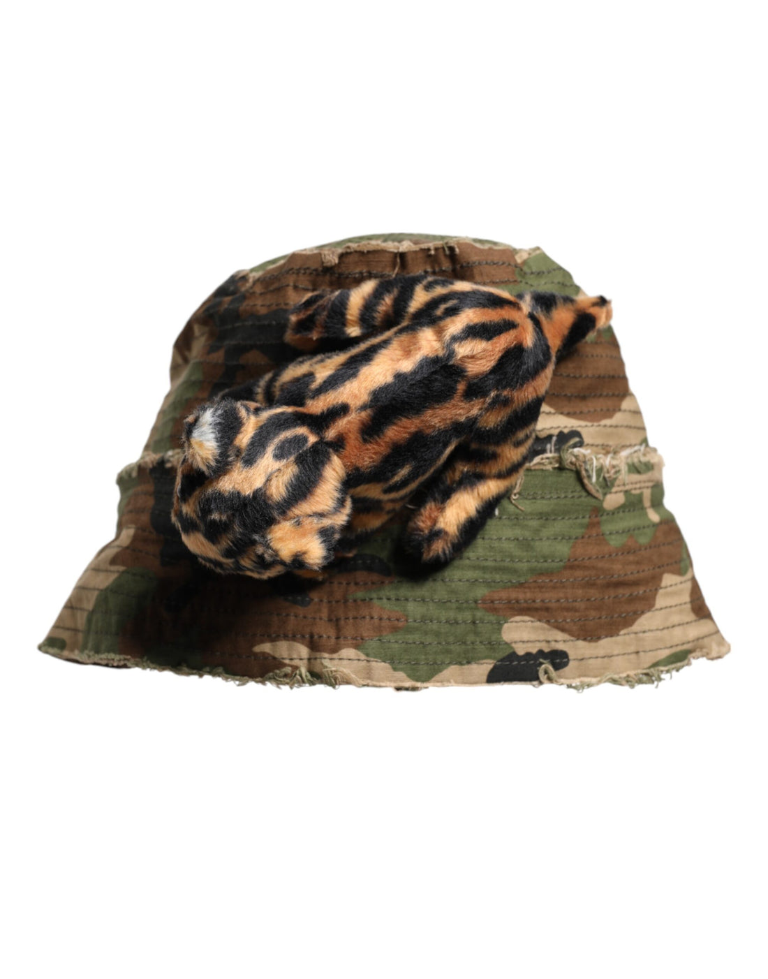 Dolce &amp; Gabbana Multicolor Leopard Embellish Wide Brim Bucket Hat