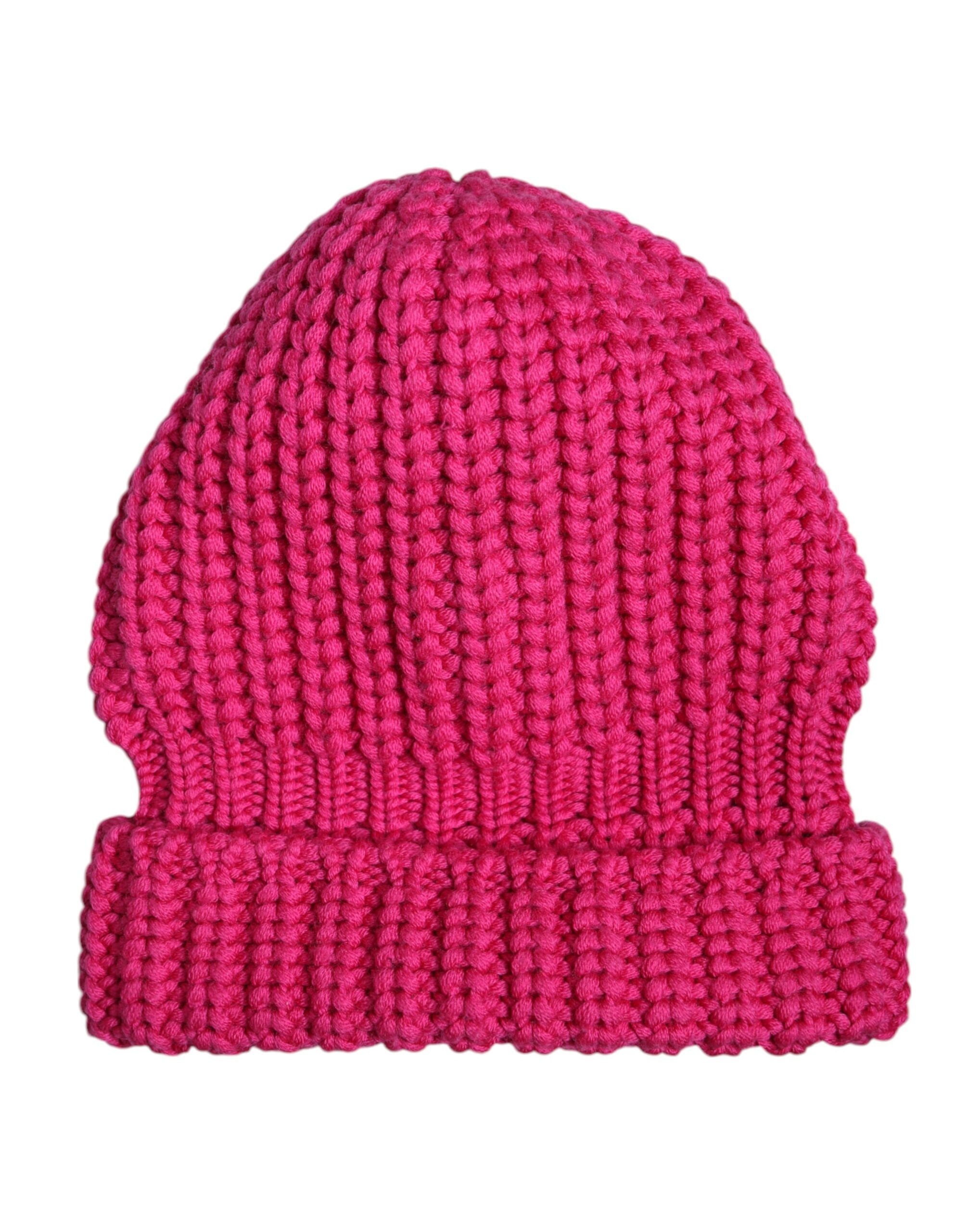 Dolce &amp; Gabbana Pink Solid Wool Knitted Winter Beanie Hat