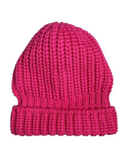 Dolce &amp; Gabbana Pink Solid Wool Knitted Winter Beanie Hat