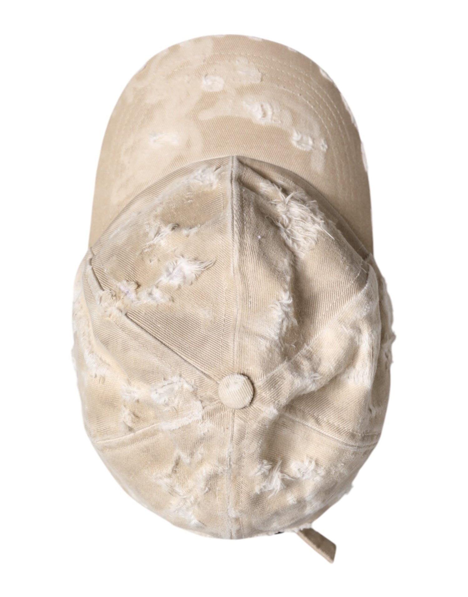Dolce &amp; Gabbana Beige Tattered Cotton 6 Panels Baseball Cap