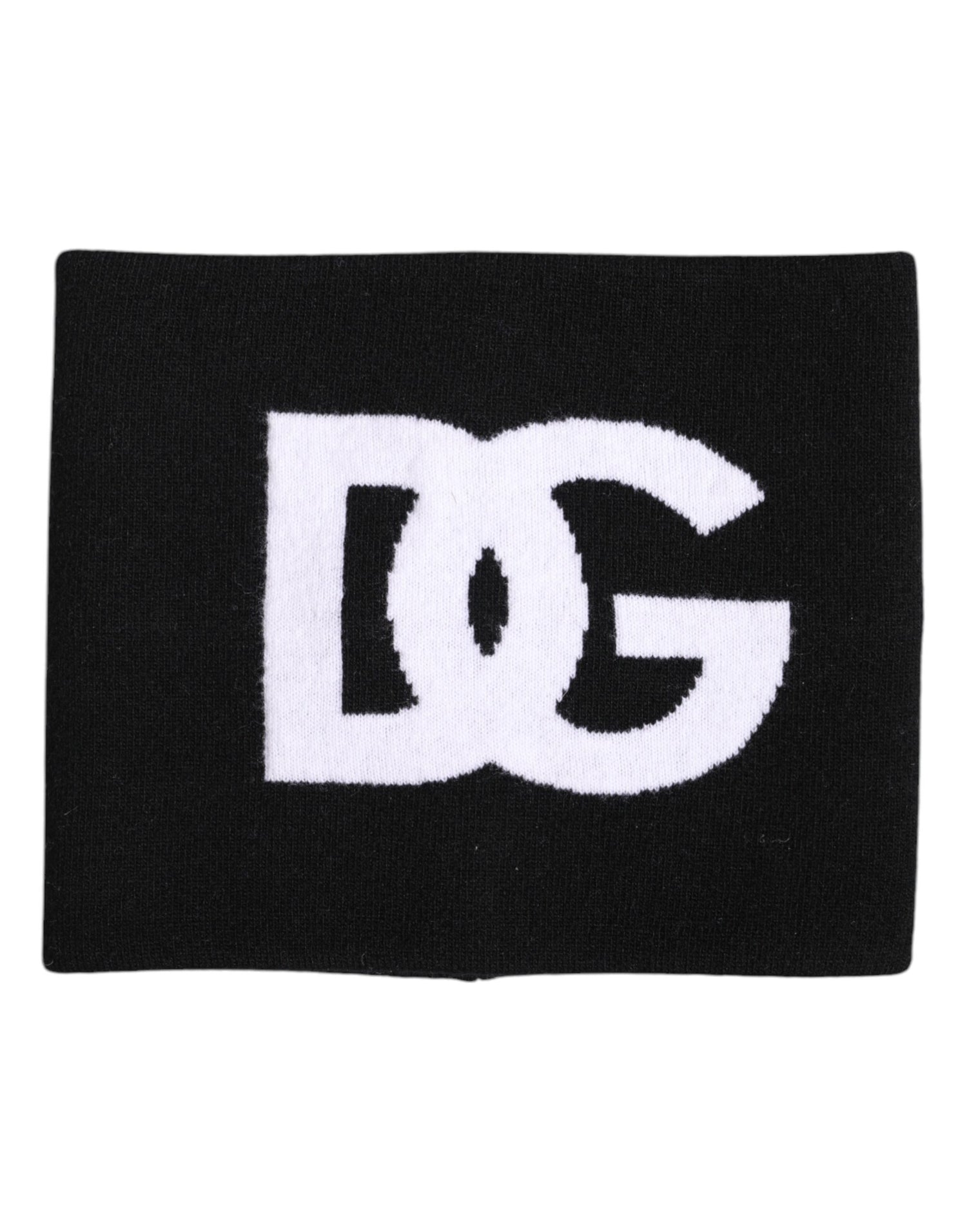 Dolce &amp; Gabbana Black White Logo Print Knitted Neck Warmer Scarf