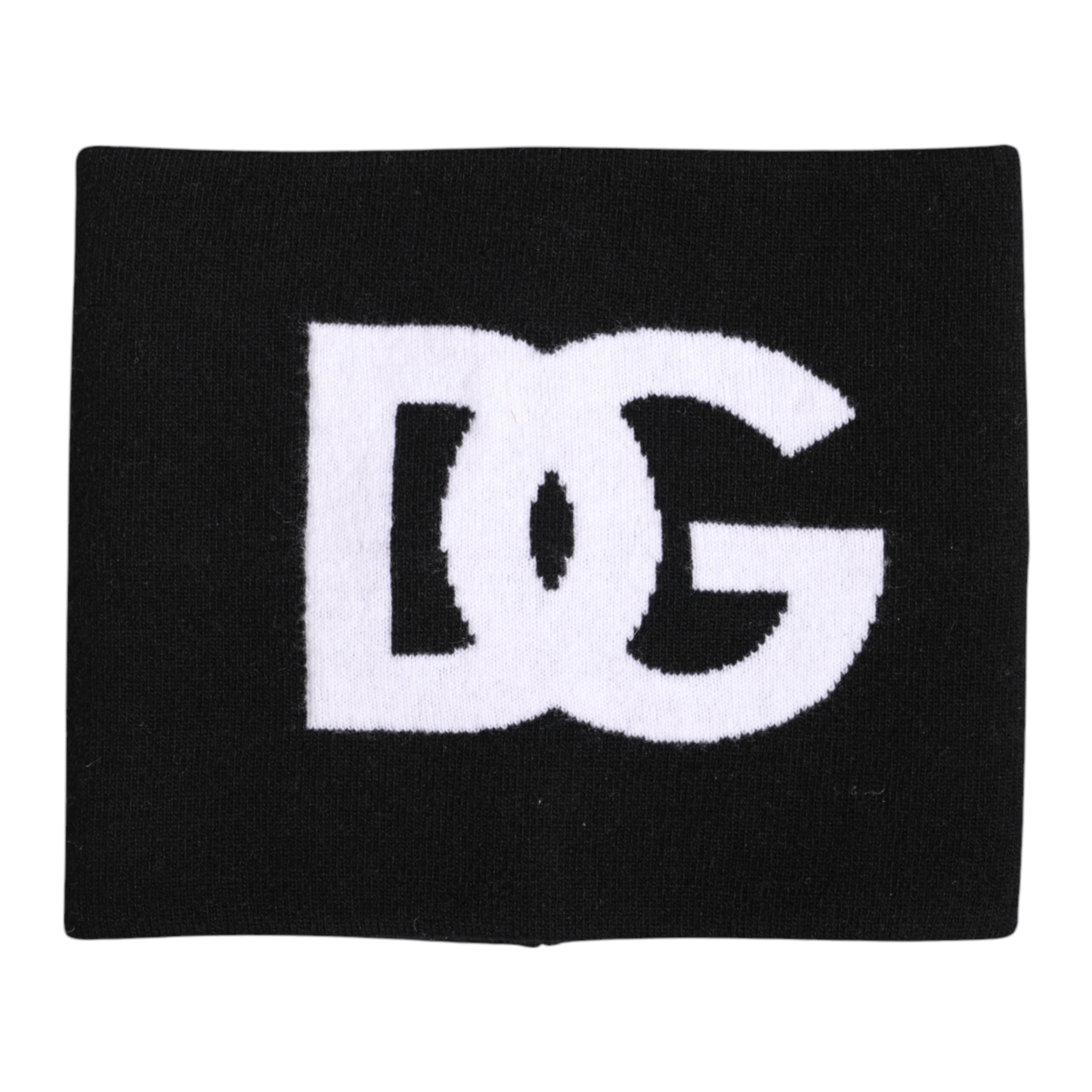 Dolce &amp; Gabbana Black White Logo Print Knitted Neck Warmer Scarf