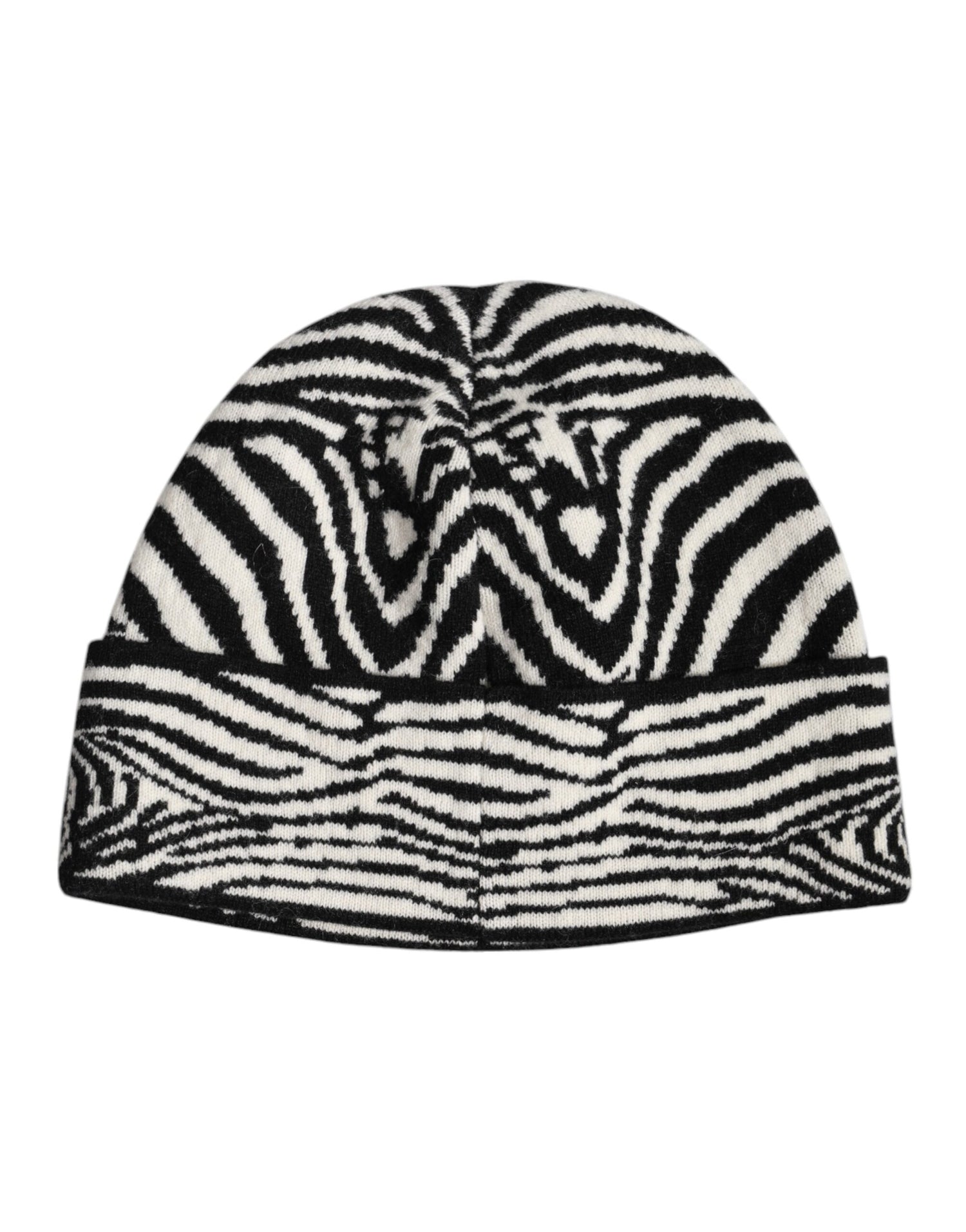 Dolce &amp;amp; Gabbana Svart Vit Zebra Stickad Vintermössa