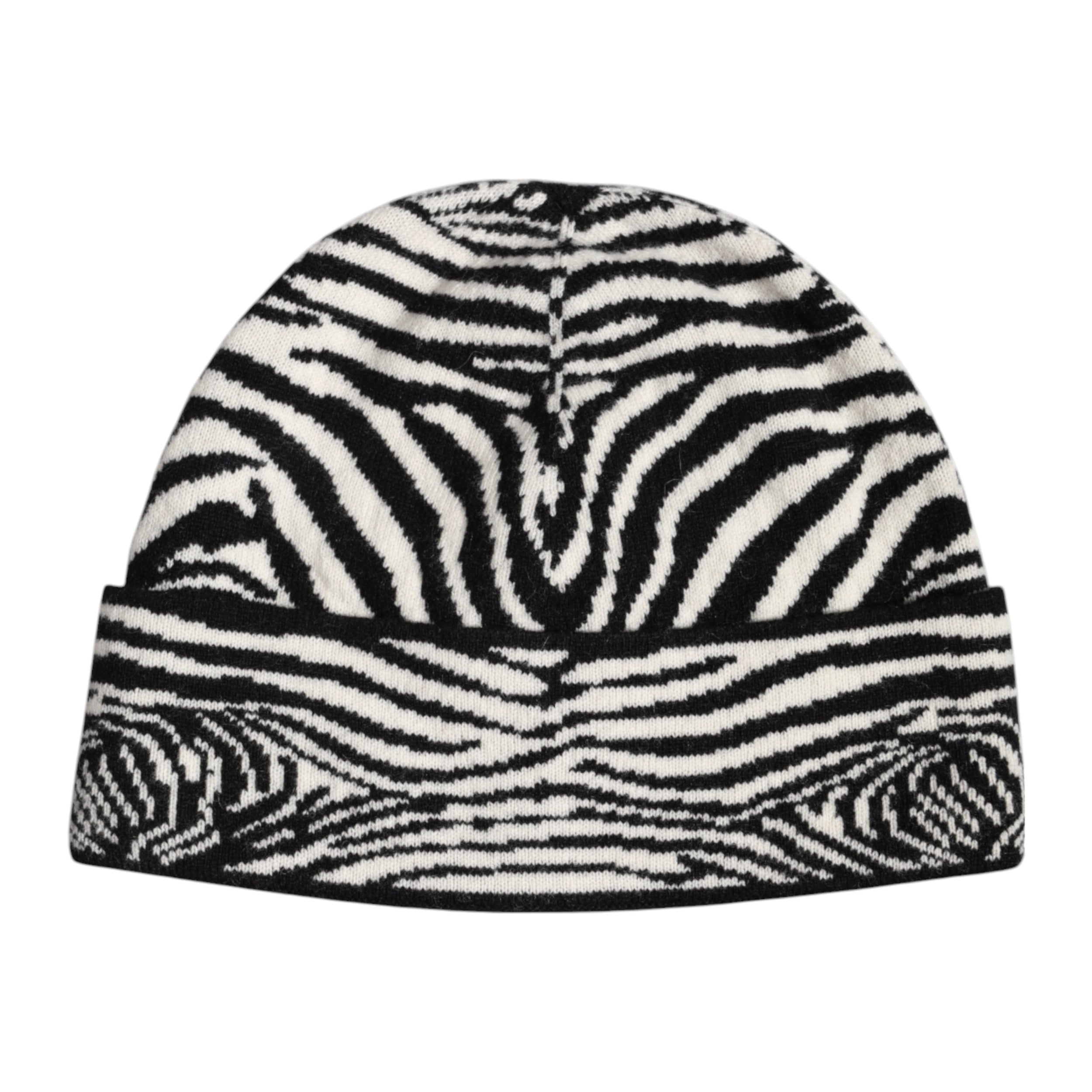 Dolce &amp;amp; Gabbana Svart Vit Zebra Stickad Vintermössa