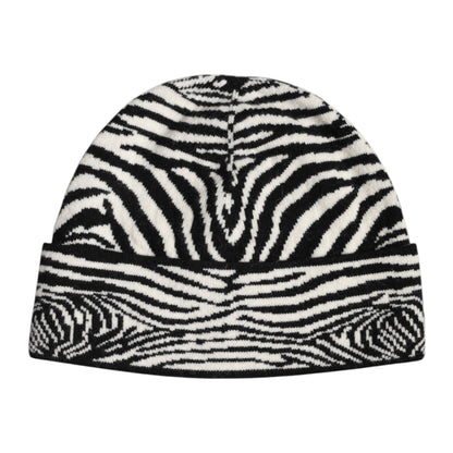 Dolce &amp;amp; Gabbana Svart Vit Zebra Stickad Vintermössa